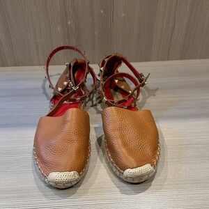 Valentino Tan Leather Espadrilles with Studded Straps